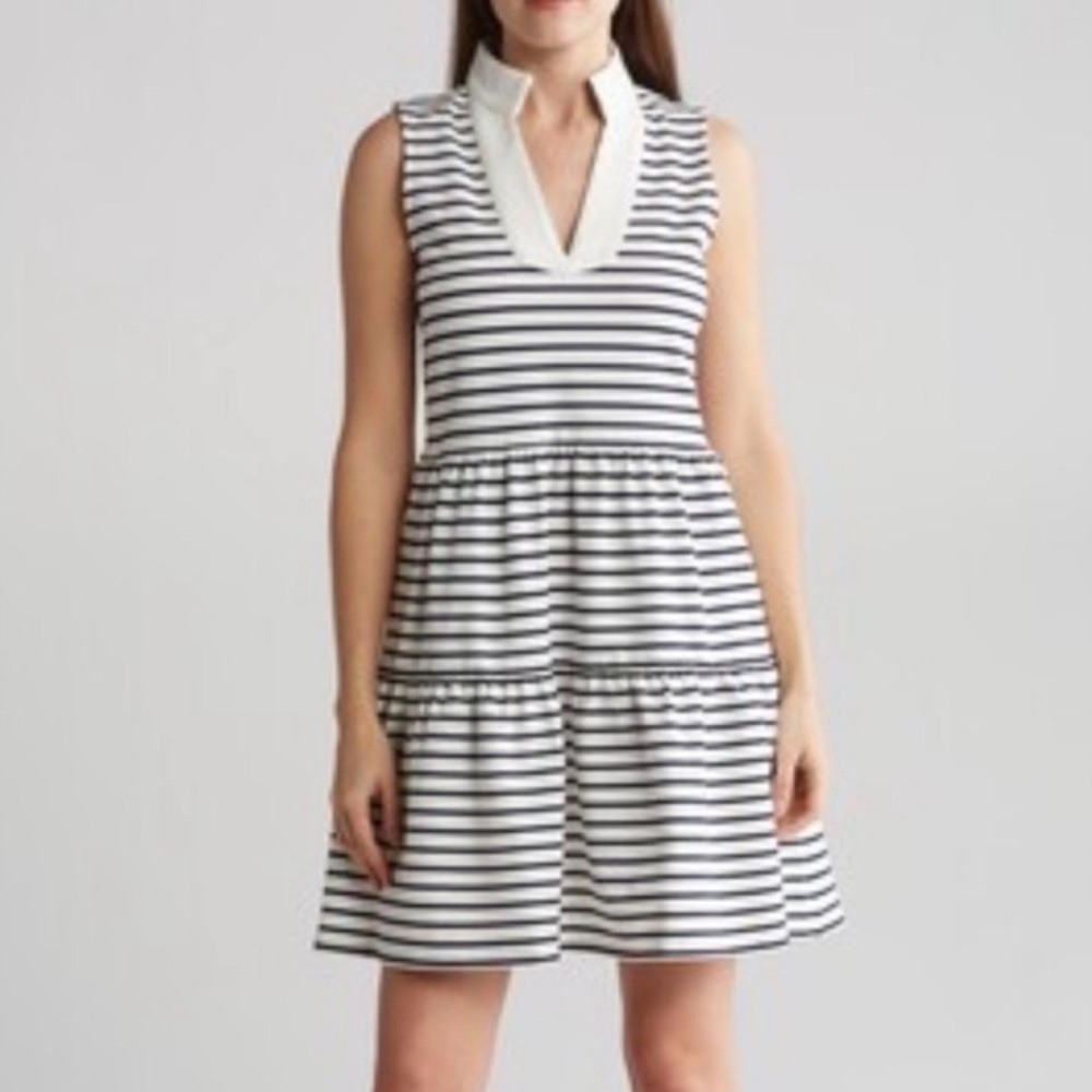 Eliza J Black and White Striped Mini Dress